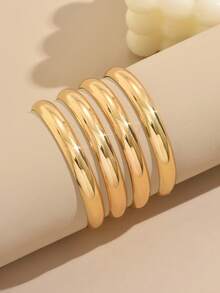 4pcs/Set Elegant Multi-Layer Smooth Bangle Bracelet Set For Women - Geometry - View 3