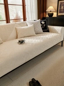 1pc Jacquard Sofa Cushion Cover, All-Season Universal Fit, Modern Minimalist, Anti-Slip Anti-Dust, Protect Sofa, Machine Washable, Non-Deformation, Non-Fading, Durable, Anti-Pet Scratch, Sofa Slipcover, Sofa Makeover, Sofa Decor, Enhance Ambiance, 1-4 Seater, L-Shaped Sofa, Wrinkle-Resistant, Wear-Resistant, Refined Edging Design, Versatile - Beige - View 4