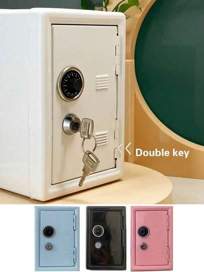 2pcs/1pc Full Metal Password Piggy Bank With Removable Coin Box + 2 Keys, Minimalist Password Lock Dual Lock Metal Coin Bank, Birthday Gift