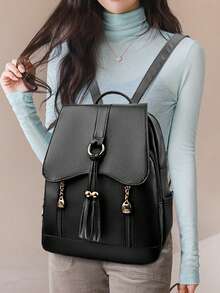 LANYIBAIGE Women's Backpack 2026 New PU Leather Double Shoulder Bag Large Capacity Student Backpacks Outdoor Travel Bag ﻿ - Black - View 12