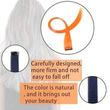 1pc Heat-Resistant Synthetic Long Straight Hair Extension Clip-In, Y2K Style Highlighted Side-Swept Bangs Hair Piece - Multicolor - View 7