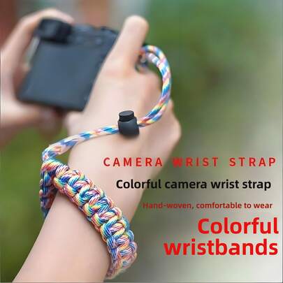 1个户外求生相机腕带，伞绳编织相机吊坠，通用相机编织伞绳腕带，腕带