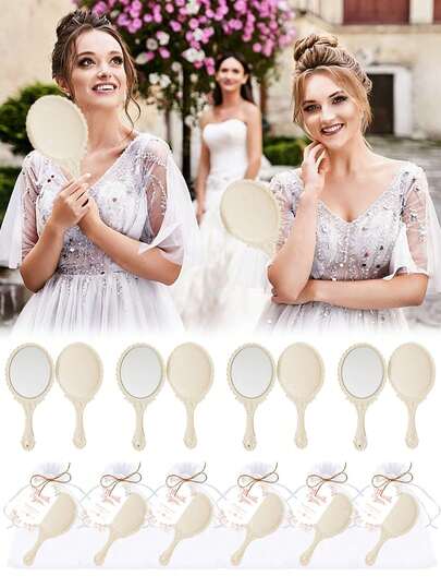 16 piezas Elegante Espejo de Mano con Patrón Floral Retro, Incluye Tarjeta de Agradecimiento y Bolsa con Cordón; Espejos Favores de Fiesta de Soltera Princesa, Decoración de Asientos de Boda, Regalos de Bienvenida para Invitados, Regalos de Maquillaje para Damas de Honor, Decoraciones para Eventos de Boda, Regalos de Fiesta de Duchas Nupciales, Regalos de Fiesta de Pijamas