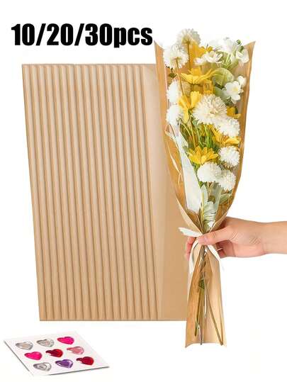 10/20/30 Stems Mother's Day Bouquet Wrapping, Bouquet Wrapping Paper, Kraft Paper Bouquet Packaging Bags, High-Quality Bouquet Packaging, Valentine's Day Bouquet Gift Bags; Not Easy To Damage. Suitable For Wedding, Birthday, Graduation Ceremony, Anniversary And Mother's Day; Premium Flower Shop Supplies (2 Styles Provided)