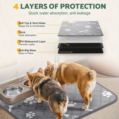 Reusable Dog Training Pads - Soft Gray And White Paw Print Design, Durable Fabric, Easy-Clean Surface, Suitable For Indoor/Outdoor Use, Puppy Potty Training And Home Training, Dog Litter Box Training, Indoor Pet Care, Lively Pet Design, Easy-Clean Material