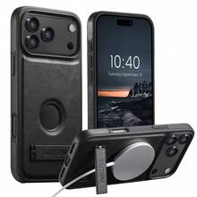 Ốp điện thoại SUTENI cao cấp bằng da giả, có nam châm, tích hợp sạc không dây, bề mặt nhẵn mịn, tương thích với iPhone 17 Pro Max, 16 Plus, 15, 14, 13, 12. Thích hợp làm quà tặng cho người thân, bạn bè và người lớn tuổi trong dịp lễ. - màu đen - Xem 6