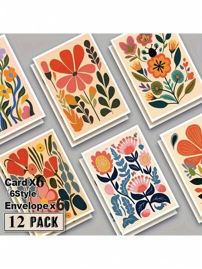 6 بطاقات تهنئة بالمناسبات المختلفة مع أظرفة للأصدقاء والمعلمين وزملاء العمل، شكر وعيد ميلاد وأعياد وتعازي وزفاف وعيد الفصح والأعياد السنوية وتهنئة عيد الميلاد، بطاقات تهنئة عيد ميلاد مزينة