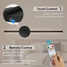 Đèn LED dây 2 trong 1 có thể điều chỉnh độ sáng, điều khiển từ xa và cảm ứng, đèn ngủ LED không dây, nhiệt độ màu 3000K-6000K, đèn tường chạy bằng pin với cổng Type-C, thích hợp cho phòng ngủ, hành lang. - Nhiều màu - Xem 3
