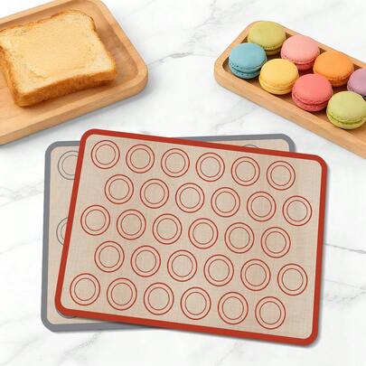 3片装硅胶烘焙垫，不粘可重复使用烘焙垫，耐热硅胶烤箱垫，蛋糕模具垫，适用于马卡龙、饼干等烘焙食品，烘焙工具，厨房配件，家用烹饪用品
