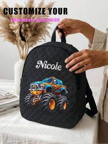 Customized Embroidered Rhombus Backpack, Personalized College Backpack, Travel Backpack, School Backpack, Laptop Bag, Custom Backpack, Casual & Fashionable - Multicolor - View 6