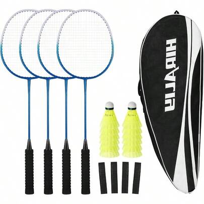 Badminton Rackets Set For Backyards, Badminton Set, Includ 2/4 Rackets, 6/12 Birdies, 1 Carrying Bag, Outdoor Game For Adult Family Beginner