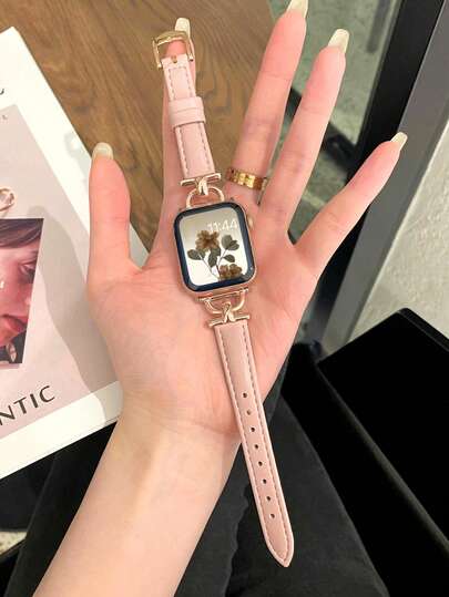 1 pezzo Cinturino in pelle rosa chiaro per Apple Watch, fibbia a D, morbido e confortevole, compatibile con Apple Watch 38/40/41/44/45/49/42/46mm, compatibile con Apple Watch S11/SE3/Ultra3/Ultra/SE/SE2/10/9/8/7/6/5/4/3/2/1