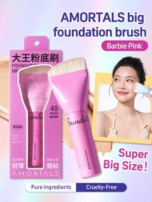 Amortals Extra Large Makeup Brush, Curved Foundation Brush, Cute Half-Arc Seamless Powder Liquid Foundation Brush, Suitable For Beginners, Makeup Artists, Gifts, Dates, Weddings, Christmas, Halloween, Thanksgiving, Graduation, Birthdays, Holidays, Y2K, Fashionable Women, Cosmetic Brands, Beauty Parties, Beach, Travel, Camping, Campus, Celebrations, Decorative Gifts, Rose Girl, Cosplay, High-End Makeup - Hồng - Xem 1