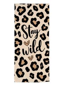 1条米色和黑色豹纹沙滩巾，“Stay Wild”手写豹纹爱心图案，高吸水性泳池/沙滩巾，狂野态度甜美时尚沙滩巾，适合海滩、泳池或夏季度假 - 米色 - 查看 7