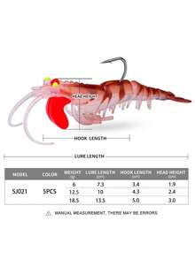 Lead-Head Hook Luminous Shrimp Lure Bait, Five-Section Soft Shrimp, Segmented Shrimp With Lead Pendant, Segmented Shrimp Fish Bait, Lure Soft Fish Bait - Multicolor - View 6