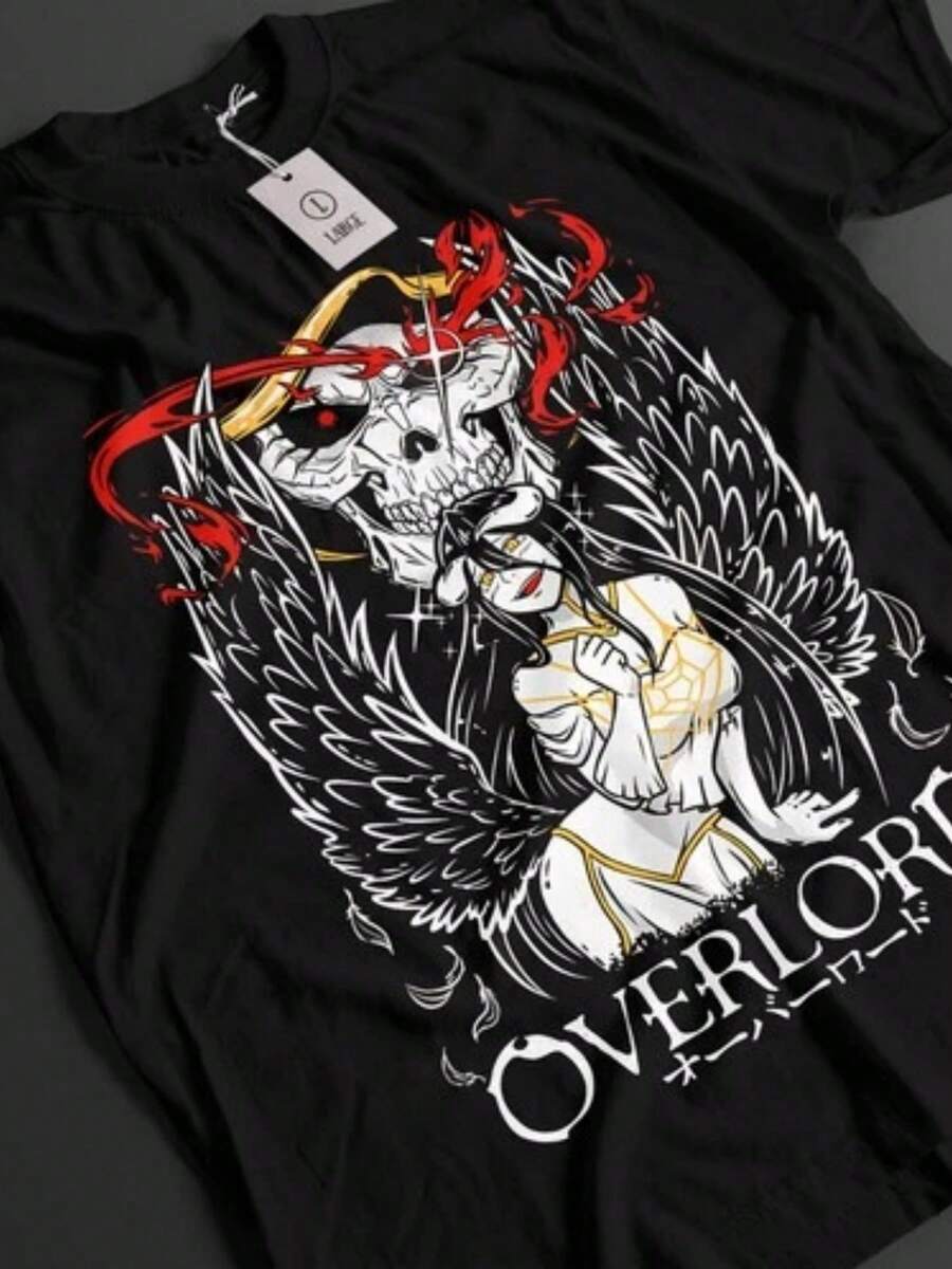 Overlord Shirt Ainz Tshirt Albedo-Shirt Shalltear Top Demiurge Sebas Anime Tee (3) - Black - View 1