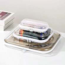 1pc Transparent Hard Shell Zipper Storage Box, Transparent Zipper Storage Bag, Hard Plastic Storage Box, Portable Travel Storage Organizer - Multicolor - View 3