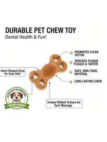 幼犬磨牙玩具，带纹理的狗骨头有助于牙齿健康生长和互动玩耍，材质耐用，轻巧易握，可爱的心形设计 - 彩色 - 查看 2