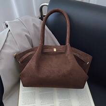 Bolso de mano de gamuza de alta calidad, gran capacidad, versátil y elegante, para ir al trabajo,  al por mayor, novedad 2025 - Café - Ver 1