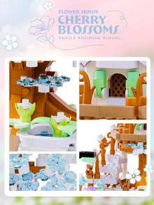 Mini Cherry Blossom Tree House Building Blocks, Buildable Blocks, Collectible Display Item, Everlasting Flowers, Home/Office Decor, Building Blocks Toy, Adult Building Blocks Toy, Wedding Gift, Holiday Gift, Birthday Gift - Four Seasons Treehouse - View 8