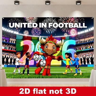 1 pieza de pancarta de fondo para la Copa Mundial 2026, adecuada para la decoración de fiestas de fútbol, impresión de mascotas del día del partido, fondo para cabina de fotos, decoración de pared de cumpleaños, que incluye elementos oficiales y de la mascota, adecuada para bar y accesorios de cabina de fotos. Hay disponibles varios estilos y tamaños para seleccionar.