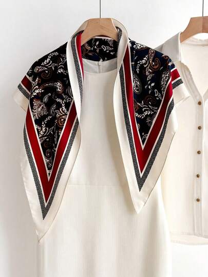 1pc Multicolor Cashew Floral Print Triangular Scarf, Chiffon Headband For Women, Fashionable Accessory Suitable For Outdoor, Riding, Photography, Dating, Travel In Spring