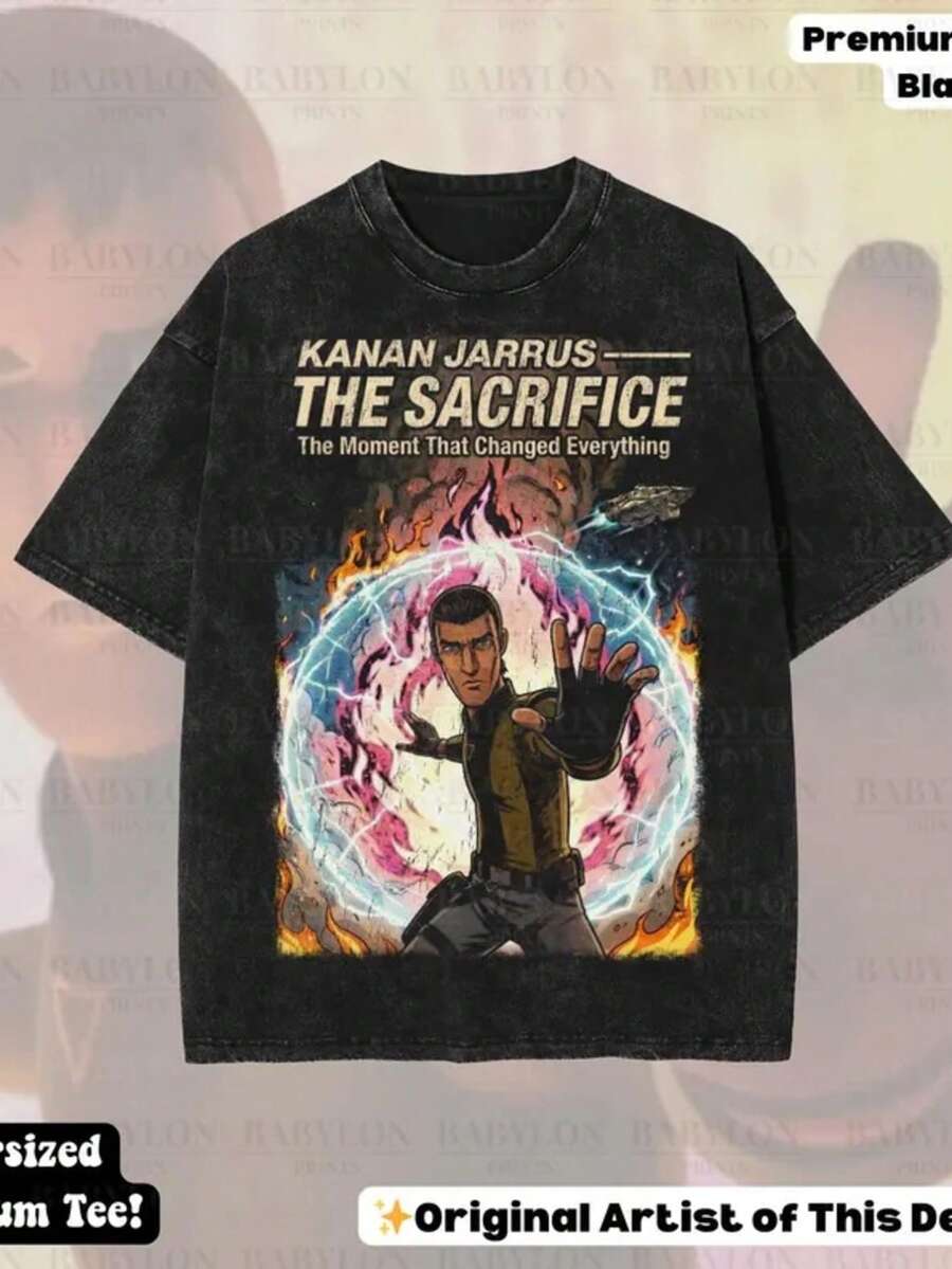 Oversized Kanan Jarrus Wars Shirt Wars Rebels Tee, Jedi Shirt, Wars Rebels Ghost Crew T Shirt, Kanan Jarrus Shirt - màu đen - Xem 1