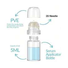 可重复使用的微针印章，20针，0.25毫米针头，适用于面部美容，个人家用美容设备 - 無色 - 查看 2
