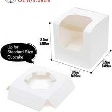 10PCS/1PC/Auto-Pop Up Cupcake Boxes Individual Cupcake Container White 3.5" X 3.5" X 3.5" Single Cupcake Boxes - White - View 4