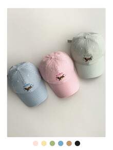 Cute & Energetic Girl, Candy Colors, Dopamine Animal Embroidery, Minimalist Letter Embroidery, Soft Top Y2K Striped Visor Cap, Thin Long Brim Sun Protection 5-Panel Hat, Street Hip-Hop Flat Brim Baseball Cap, Plaid Baseball Cap, American & British College Style Unisex Large Head Circumference Sun Protection Sports Visor Cap,Summer,Beach - Multicolor - View 8