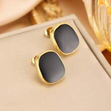 3pcs Stainless Steel Casual Bohemian Drip Oil Heart Shaped Necklace & Earrings Set, Daily Wear - Oil-dripping Jewelry - View 14