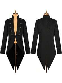 New Vintage Medieval Halloween Costume, Tailcoat, Punk Cosplay Costume For Men, Fancy Dress Costume For Men - 復古燕尾服/紅色 - 查看 6