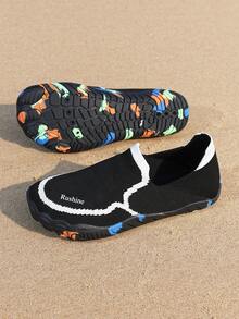 女士休闲户外鞋，透气鞋，速干防滑鞋，沙滩鞋，游泳鞋，水鞋 - 黑與白 - 查看 4