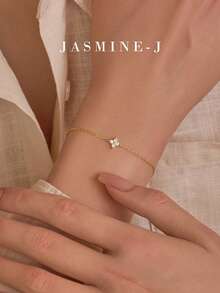 1条S925纯银四叶草手链，纯银四叶草手链，锆石花朵手链，经典女士手链，锆石手链，女士手链，节日礼物，送给女朋友/妈妈/朋友的完美礼物 - 彩色 - 查看 1