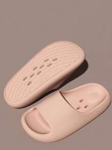 Women's Waterproof Bathroom Slippers, Summer Breathable EVA Lightweight Thick Sole Minimalist Versatile Couple Flat Sandals - Pink - View 2