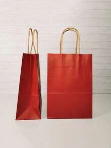 5/10/25pcs Kraft Paper Gift Bags, Reusable Paper Tote Bags For Packaging Gifts, Bubble Tea, Etc. - View 9