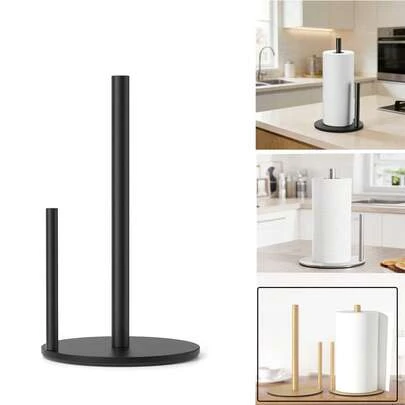 1 pieza Soporte para toallas de papel de acero inoxidable para la cocina, dispensador de pañuelos de encimera, estante para servilletas con base con peso, diseño ahorra espacio para toallas de papel, servilletas, adecuado para la cocina, organizador de almacenamiento montado en la pared, accesorio de cocina moderno
