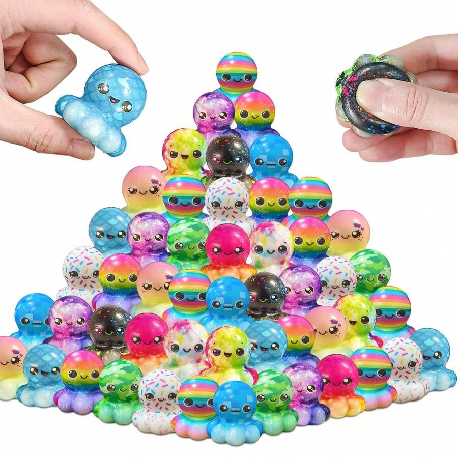 1/5/10/24/48pcs Slow Rebound Octopus Soft Rubber Toys, Cute Octopus Design, Slow Rebound Motion, Stress Relief Toys, Suitable For Children, Classroom, Valentine's Day Gifts, Prizes And Party Favors - Multicolor - View 1