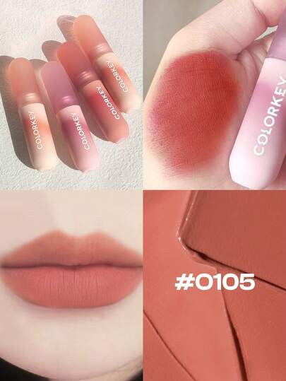 COLORKEY 2g ベルベットムースリップティント、クリーミーマットリップスティック、深みのある色調とマットな仕上がり、長時間保湿リップケアメイクアップ、女性や女の子に最適、秋冬、ラテメイク、Y2Kメイク、90年代メイク、バッドガールメイク、リップメイクアップセット、ブライダル、バレンタインデー