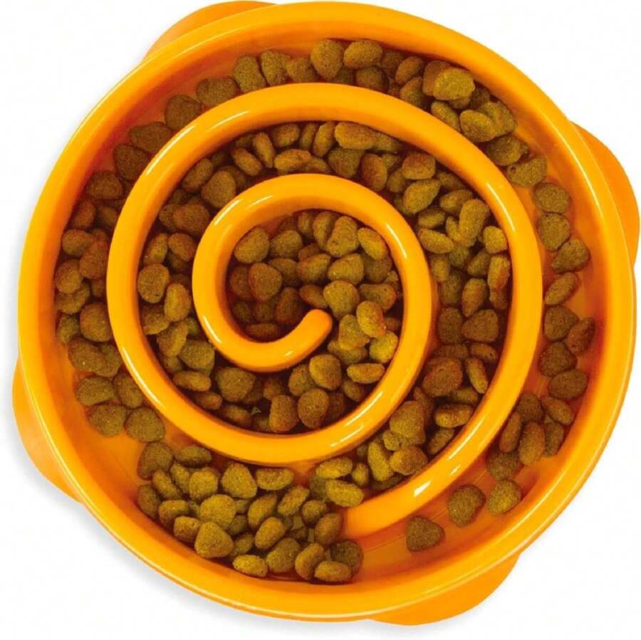Outward Hound Fun Feeder Slo Bowl U2013 Medium 2u2011Cup Capacity, Slow Feeding, Small To Medium Dogs &Amp; Cats, Non-Slip, Orange, Swirl Pattern - ColorD - 查看 1