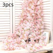 3 件人造牡丹花环，98.42 英寸/250 厘米长，适合圣诞节、万圣节、情人节、母亲节、婚礼拱门、家庭、花园、楼梯、商店、餐厅塑料花卉装饰 - 无需电源或电池 - 彩色 - 查看 20