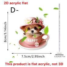 1pc Cartoon Animal Acrylic Pendant, Suitable For Car Rearview Mirror Decoration, Keychain, Backpack Accessory, Gift, 2D - Multicolor-gold Thread - View 12