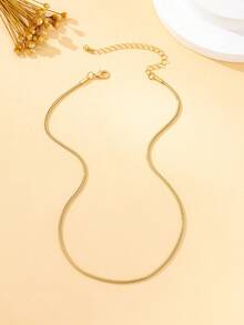 Women's Necklace, Fashionable Minimalist Plain Chain Necklace, Suitable For Daily Wear Or Layering With Other Necklaces - Gold - View 7
