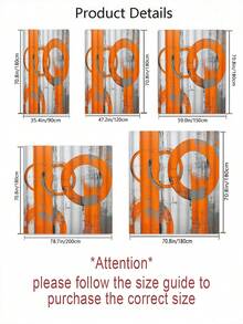 1/4pcs Modern Abstract Orange & Grey Bathroom Set, Suitable For YLTZ Products - Includes Shower Curtain, Bath Mat, U-Shaped Mat, Toilet Lid Cover And 12 Hooks, Size 70.87x70.87 Inches, Polyester Fiber Waffle Weave Machine Washable Decorative Set, Shower Curtain, Waffle Bath Curtain, Hook-Free Bath Curtain - Multicolor - View 4