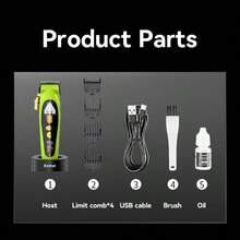 Kemei Cortadora de pelo eléctrica para hombres KM-2035, adecuada para salones profesionales, diseño inalámbrico, con cubierta protectora, batería de 2600mAh, base de carga, 1 set - Verde - Ver 12