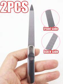 5pcs/2pcs/1pc Stainless Steel Nail File, Double-Sided Metal Nail File. Suitable For Natural Nails. Hand Care. Foot Care. Manicure Tools, Nail Trimming Tools. - Silver - View 8