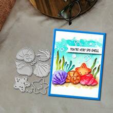 创意贝壳和海星模具，DIY剪贴簿相册和压花模板，贺卡制作工具，卡片纸切割工艺品，礼品卡制作模板模切。 - 銀色 - 查看 6