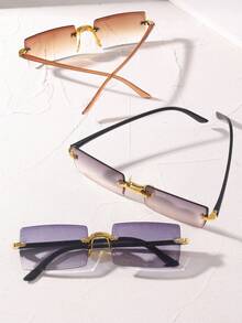 3 副新款无框方形渐变海洋主题时尚眼镜 - 网红街头风眼镜。 - 彩色 - 查看 2