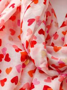 女士甜心图案围巾，金箔亚麻披肩，柔软舒适的旅行披肩 - 紅色 - 查看 4