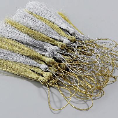 30个/包 金银色金属流苏，4/6/8厘米 中式流苏吊坠，DIY书签、扇子、汽车挂饰